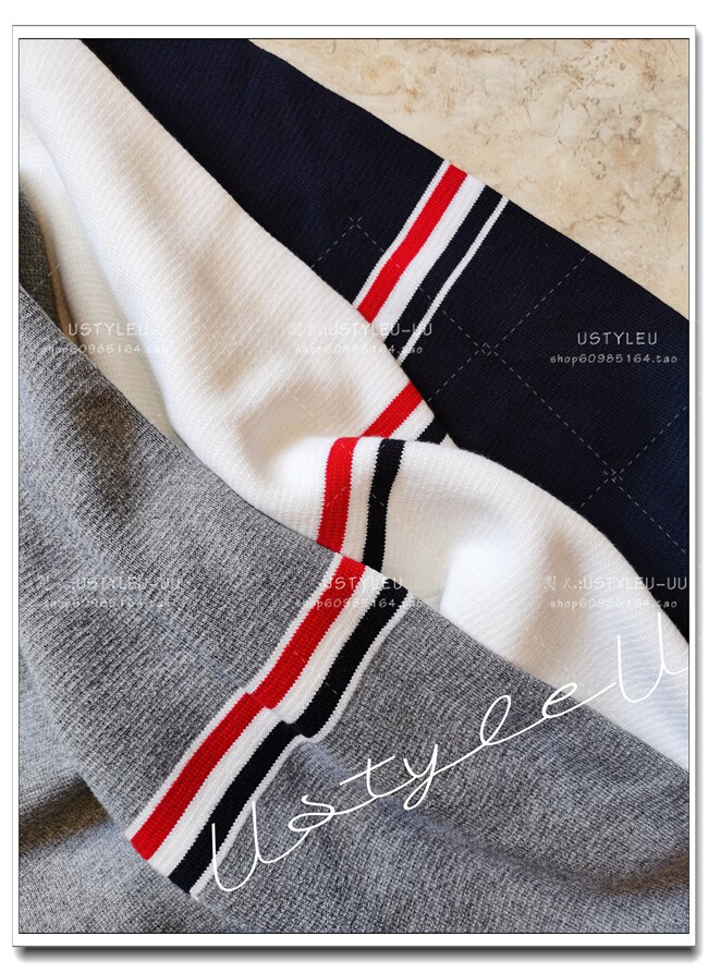 Italian-made men's tb21 autumn and winter new 100% cotton striped knitted sweater pullover three-color into