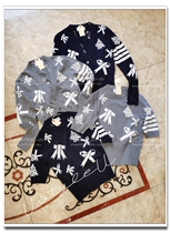 tb Italian maternity section 4-bar butterfly knot cardiovert sleeve head half sleeve grey hide blue