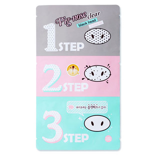 Holika pig wonderful nose stickers, puzzling South Korea to go to blackheads three-step song wonderful nose stickers 3 pieces of men and women to clean to acne and hair