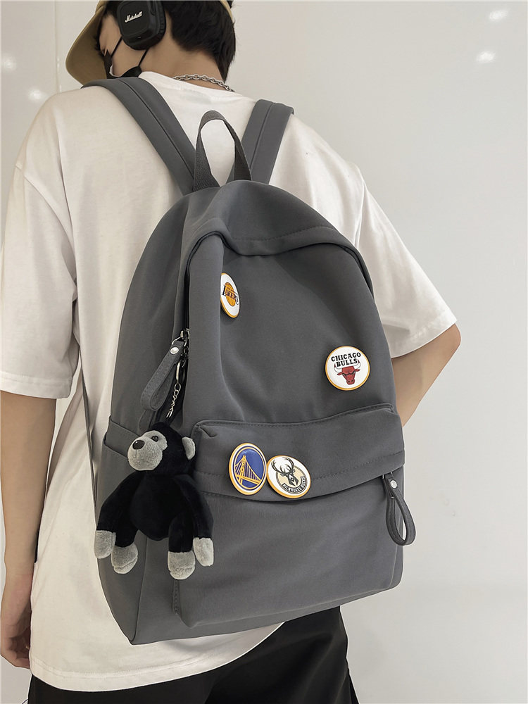 School bag male college student backpack junior high school student large capacity high Korean version of Harajuku ulzzang men's simple backpack