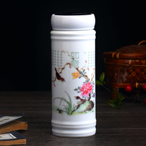 Jingdezhen ceramic cup Office conference cup Tea cup insulation double ceramic insulation couple cup straight cup