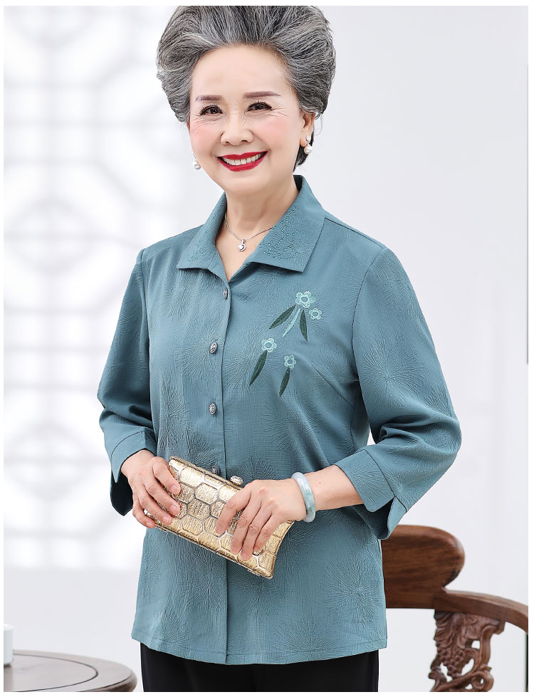 Bộ đồ mùa hè bà ngoại 50 tuổi 60 nữ trung niên áo mẹ mỏng áo khoác vợ ông già mùa xuân và quần áo mùa thu - Quần áo của mẹ áo kiểu tuổi trung niên