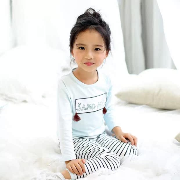 恩 Đồ lót trẻ em của Ai Lala cho bé gái mùa xuân và mùa thu lycra cotton quần mùa thu cotton áo len nhà bộ đồ giữ nhiệt cho bé