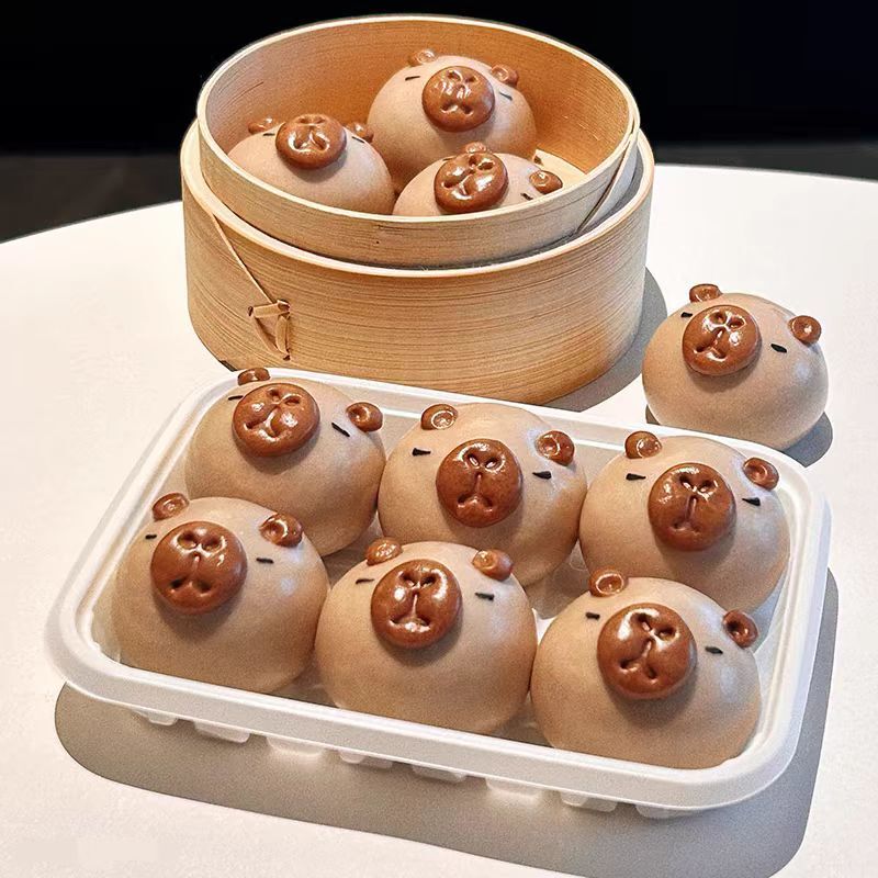 Purely Handmade Kapibala Steamed Buns, Bean Paste Buns, Fruit and Vegetable Cartoon Steamed Buns, Sandwich Steamed Buns, Nutritious Breakfast for Babies and Kidsren
