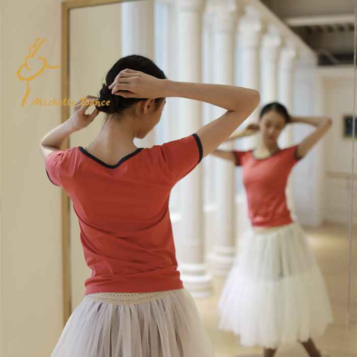 MichelleDance Export Nylon Seamless Retro Style Sports T-shirt Pure Real Years Special Price