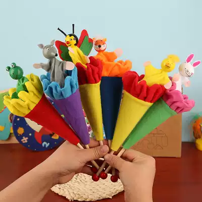 Telescopic stick doll Animal Peekaboo baby Pull bucket Parent-child little Red Riding Hood dial person children amused toy