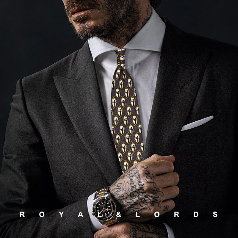 Royallords Zhen Zang class * Gold buckle ring conductor pattern silk dress casual tie male Korean Z73