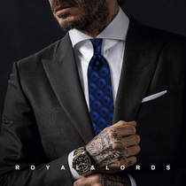 Royallords to Tibetan level * dark blue polygonal geometric pattern True silk casual tie male Korean version Z542