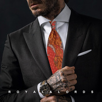 Royallords to Tibetan level * Orange red dark tattoo elephant pattern Retro genuine silk casual tie male Korean version Z485