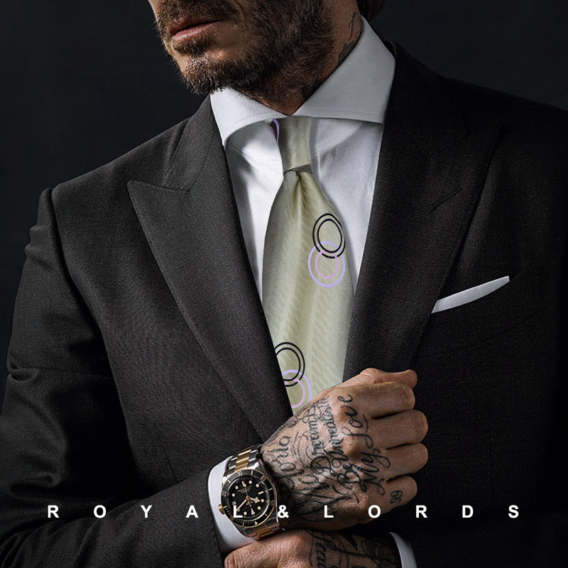 Royallords to Tibetan level * wide version of the gradual layer Abstract circle printed true silk casual tie male Korean version Z401