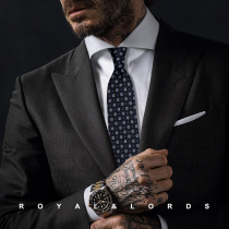 Royallords to Tibetan level * Black grey textured floral pattern Retro genuine silk casual tie male Korean version Z537