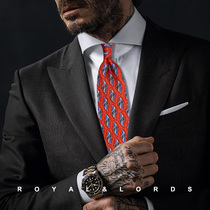 Royallords to Tibetan level * wide version of orange red printed abstract Flowers Genuine Silk Casual Tie Male Korean version Z585