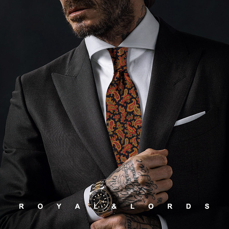Royallords to Tibetan level * black cashew nut crummy retro genuine silk business casual tie male Korean version Z491