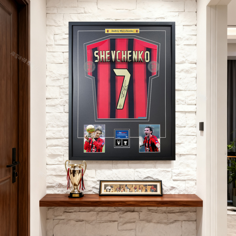 Shevchenko Ac Milan Serie a Signed Jersey Framed for Decoration and Collection, Gift for Fans or Boyfriend