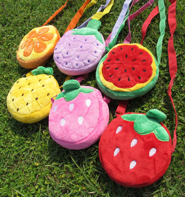 Korean Cute Student Single Shoulder Bag Children Plush Skew Satchel Strawberry Fruit Small Scapegoat Girl Mobile Phone Zero Wallet