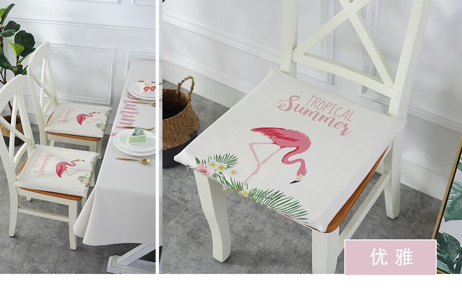 Nhỏ flamingo cotton lanh ghế đệm vải đệm vuông màu hồng xốp đệm xe ghế mông - Ghế đệm / đệm Sofa mua thảm lót ghế sofa