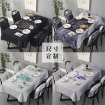 Nordic ins hipster marbled tablecloth thickened cotton linen table tablecloth black rectangular table mat custom-made