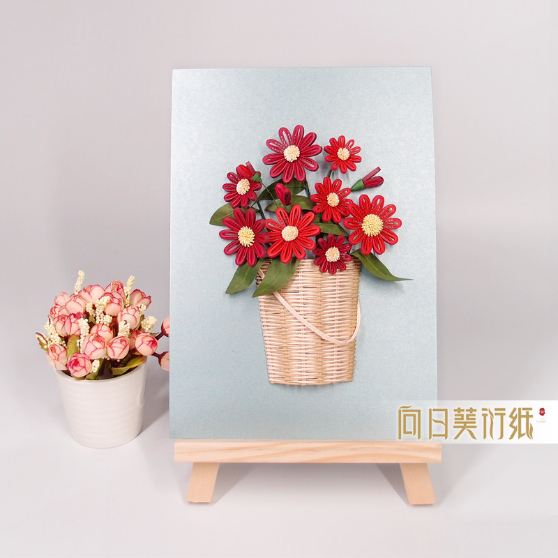 Sunflower Roll Paper Solid Wood Round Head Reinforcement Bracket Work Photo Frame Display Trapezoidal Small Easel Full