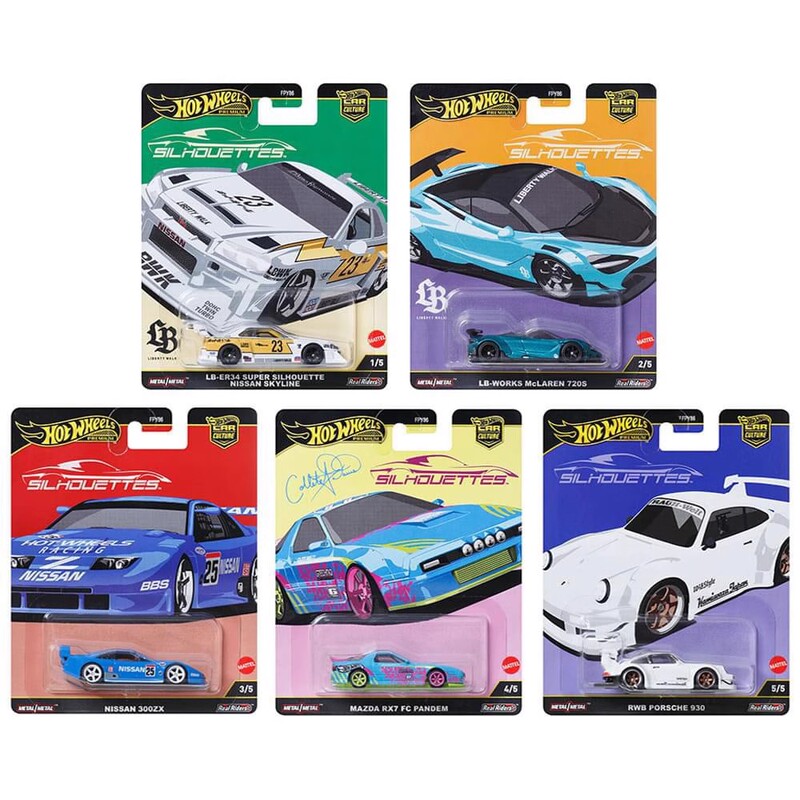 In-Stock Hot Wheels Car Culture Nissan Silhouette Lbwk Er34 Porsche 930 Rwb Mazda Rx-7