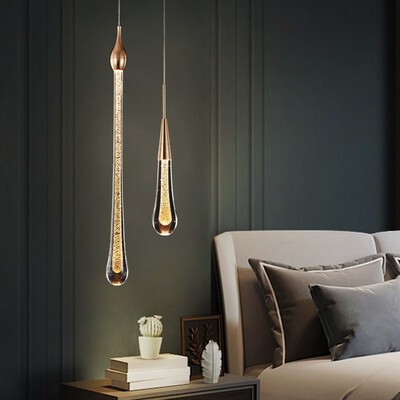 Personalized Creative Modern Window Bedroom Bedside Living Room Background Wall Crystal Lamp Flowing Gold Water Drop Accessible Luxury Small Chandelier