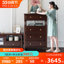 Burmese Forest Chest Of Drawers Cabinet Side Cabinet Wine Cabinet Ideostyle Light Lavish Brass Log Modern American Full Solid Wood