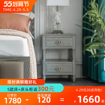 Bed Head Cabinet Superior Sense Light Lavish Grey Headboard Small Cabinet Grey Full Solid Wood American Bedside Cabinet New Small Cabinet