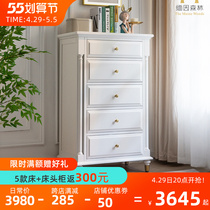 Burmese Forest white light lavish minimalist Chest Of Drawers Five Bucket Cabinets Bedroom Living Room Lockers Solid Wood White Waxy Wood