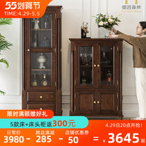 Burmese Forest light lavish side cabinet Wine Cabinet American Full Solid Wood Minima TV Side Cabinet Decorated Cabinet Light Lavish Wall Living Room