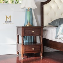 Burmese Forest Light Extravagant Bed Head Cabinet Full-Wood-Style Drawer Cabinet Bedside Cabinet American Small Beauty Minima type