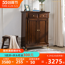 Burmese forest lockers Drawers Cabinet Light Lavish American Shoe Cabinet Home with door logs full solid wood white wax wood