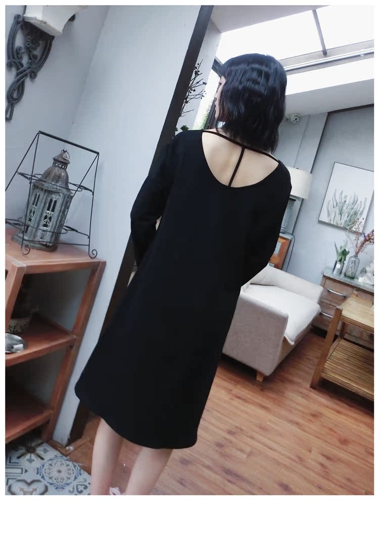 Mùa thu dài tay gợi cảm váy ngủ nữ cotton terry cotton dày nhà dịch vụ backless T-small váy đồ ngủ kích thước lớn đầm đẹp giá rẻ