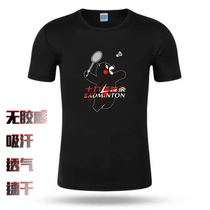 2018 men and women short sleeve high-end badminton suit quick-drying T-shirt cultural shirt clothes DIY custom Kumamoto bear jump kill