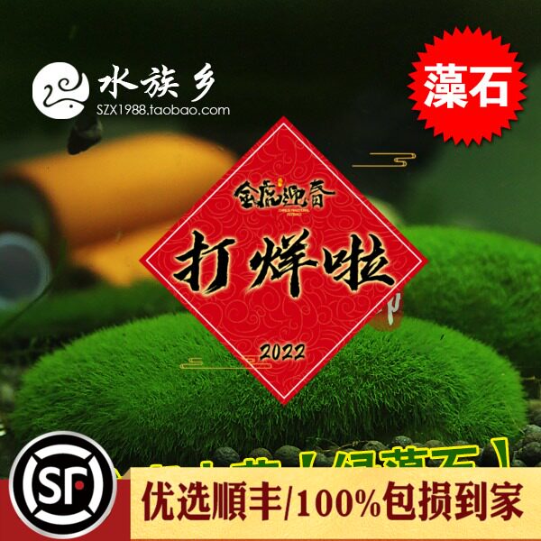 Aquarium Township] high simulation of green algae stone green algae sticky real stone fish tank landscaping green algae blue algae stone lazy artificial scenery