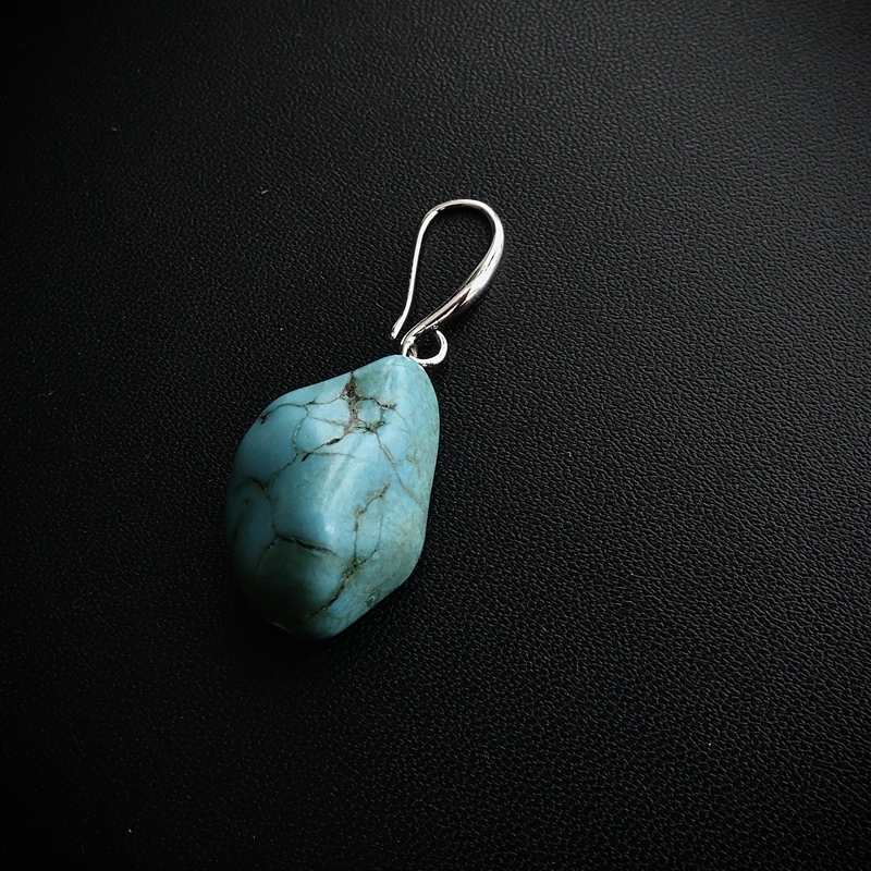 Tibetan Dingzhen Earrings Original Design Natural Turquoise Shaped Earrings Ethnic Style Stylish Can Be Used for Men and Women