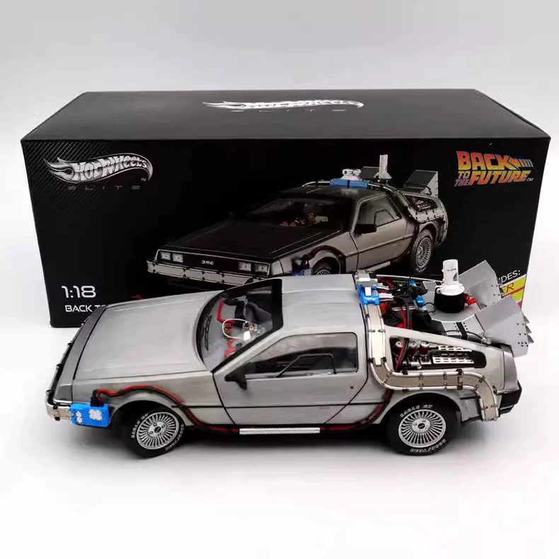 Hot Wheels Fine Edition 1:18 Elite Back to the Future Fine Edition Realistic Alloy Full-Open Model