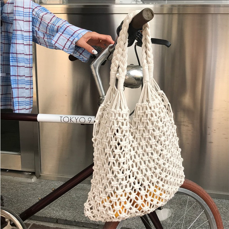 ins Korean Style Niche Design 2021 New Handmade Woven Beach Straw Bag Style Handbag Shoulder Bag