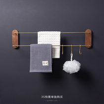 Toilet towel rack bathroom double-bar towel rack towel rack black walnut wood non-punching