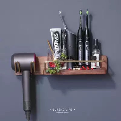Hair dryer holder toothbrush cup holder cosmetic room rack wall hanging for Dyson Panasonic hair dryer storage layer shelf