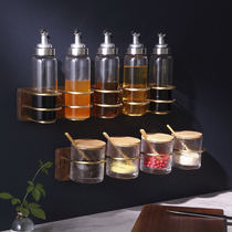 Kitchen rack supplies seasoning rack storage rack seasoning tank storage wall-mounted non-perforated solid wood rack