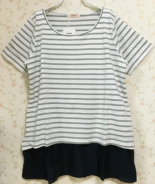 Former foreign trade day out lactation feeding blouse pregnant woman outfitting breastfeeding stripes short sleeve coat