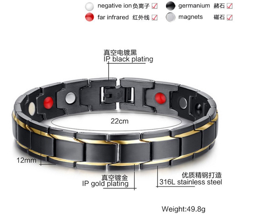Male Titanium Steel Personality Intersex Gold Inlaid Magnetic Hand Condensed Germanium Energy Health Care Handmade Radiation Resistance Anti-Fatigue Hand Refining Man