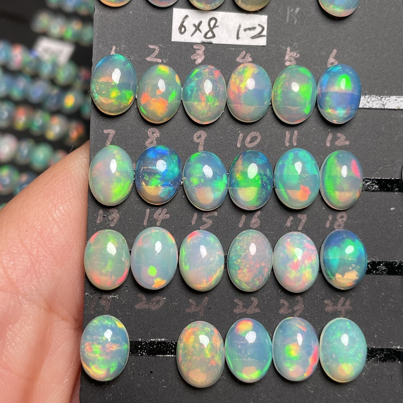 Natural High-Fire Opal Loose Stone 6X8Mm Oval Colored Gemstone Jewelry Opal Inlaid Bracelet Earrings Bracelet 1-2