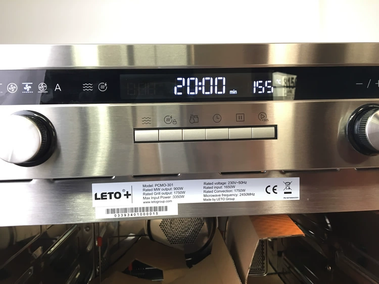 Dung tích lớn 45 lít LETO nhúng lò vi sóng trên và dưới nướng ống thép không gỉ lót kim loại bàn xoay công suất cao lò nướng chân không