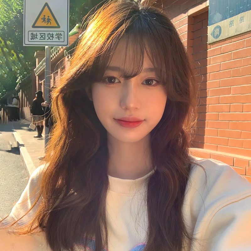 Wig woman long curly hair wool roll full head sleeve nature Lolita natural roleita round face girls net red jk