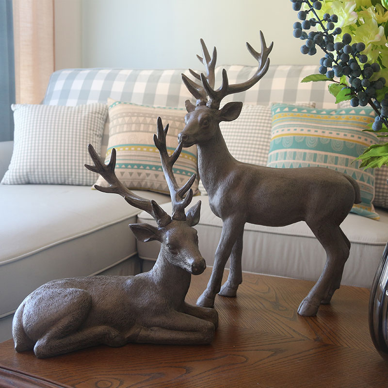 Vintage American Elk ornaments Living room TV cabinet entrance creative home decorations European desktop solo products