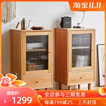 One moment solid wood low side cabinet childrens toys storage audio-visual cabinet Nordic simple Japanese bookcase sofa small corner cabinet