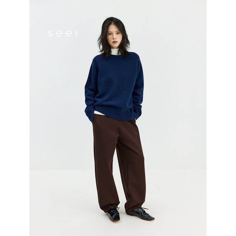 Seei Special Clothing | 100% Australian Sheep Wool Coarse Knit_Ribbed Crew Neck Raglan Loose Sweater Knitwear 26 Winter