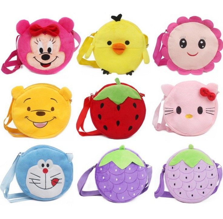 Cartoon toddler round cake small schoolbag children's backpack cute plush messenger bag oblique cross kindergarten children