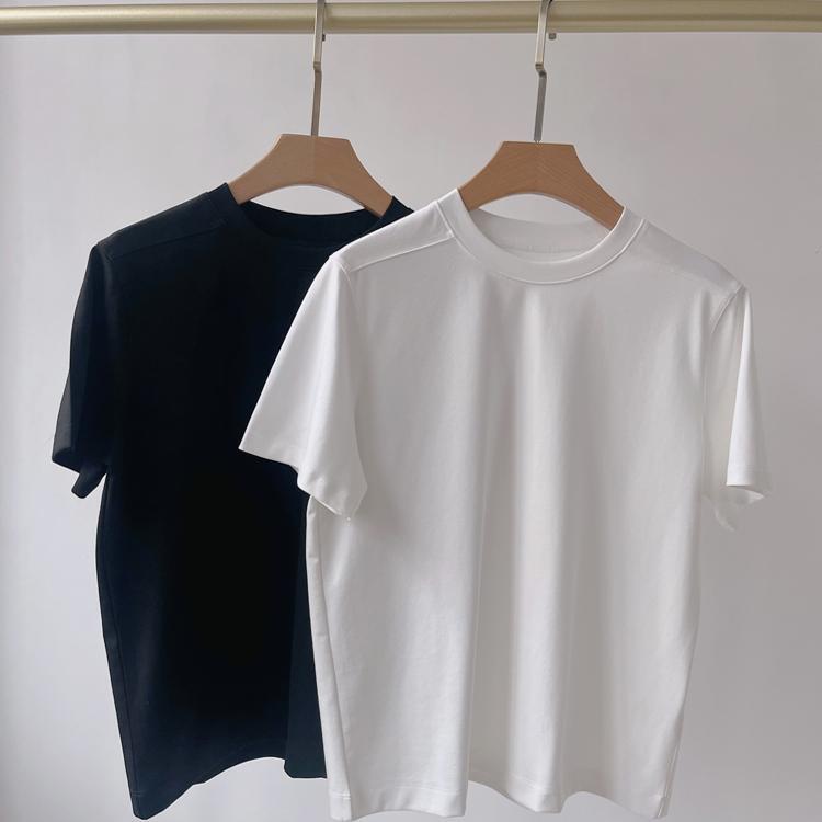 Lijiaming 2026 Spring New Linen Round Neck Short Sleeve White T-Shirt Silk Regular Shoulder Loose Black Base Shirt for Women