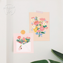 Agan grocery store) illustration hand-painted card small flower small greeting card decoration ins Wind fresh postcard